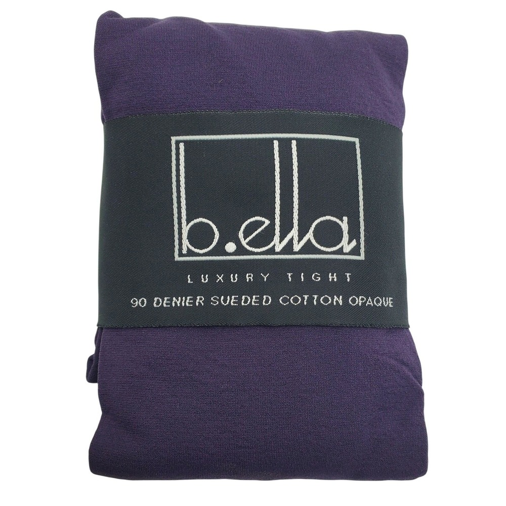 Purple Sueded Cotton Opaque Tights Small Plum B.ella Erika Fully Footed S New